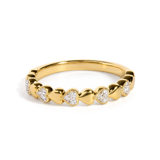 Yellow Gold Vermeil Diamond Accent Mini Heart Band Ring
