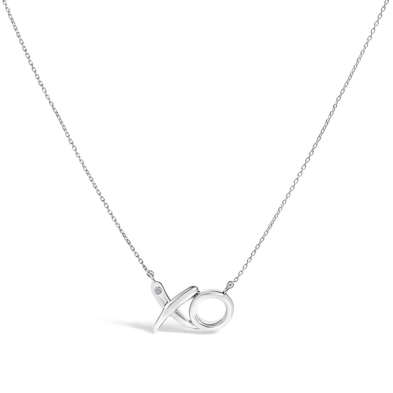 Sterling Silver Diamond Accent XO Pendant Necklace 925 sterling silver XO pendant necklace with diamond accent stones