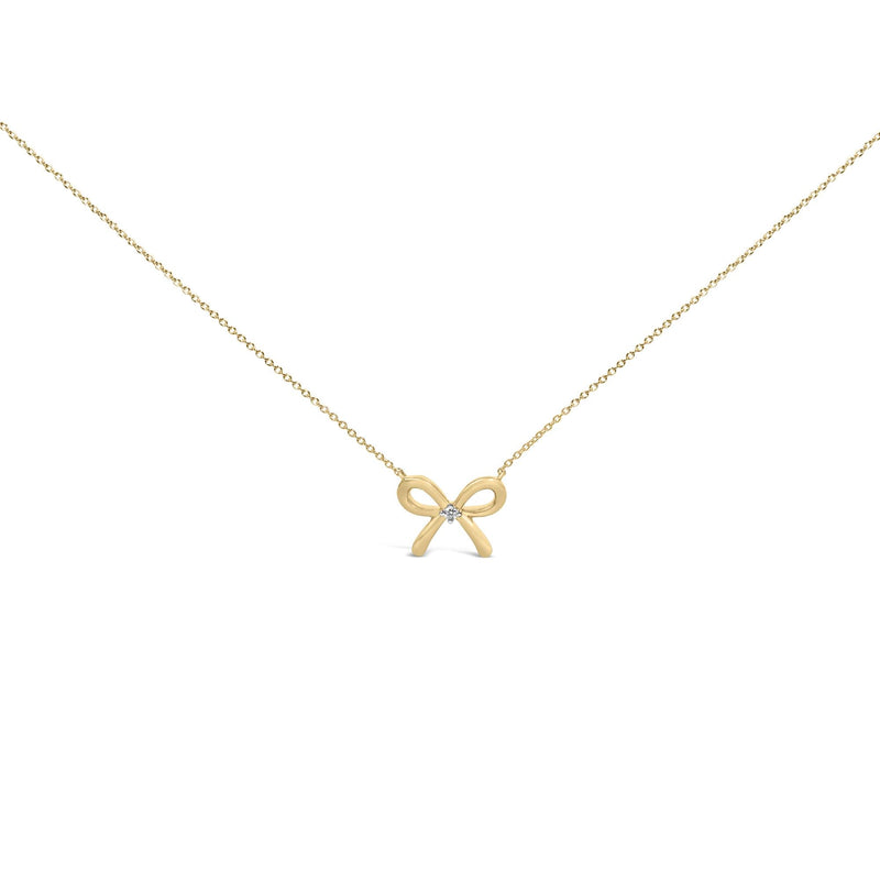 Gold Vermeil Diamond Accent Bow Tie Pendant Necklace Gold Vermeil Diamond Accent Bow Tie Pendant Necklace-0
