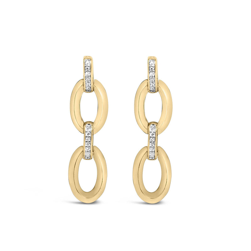 Gold Vermeil Diamond Accent Bold Oval Link Earring Gold Vermeil Diamond Accent Bold Oval Link Earring-0