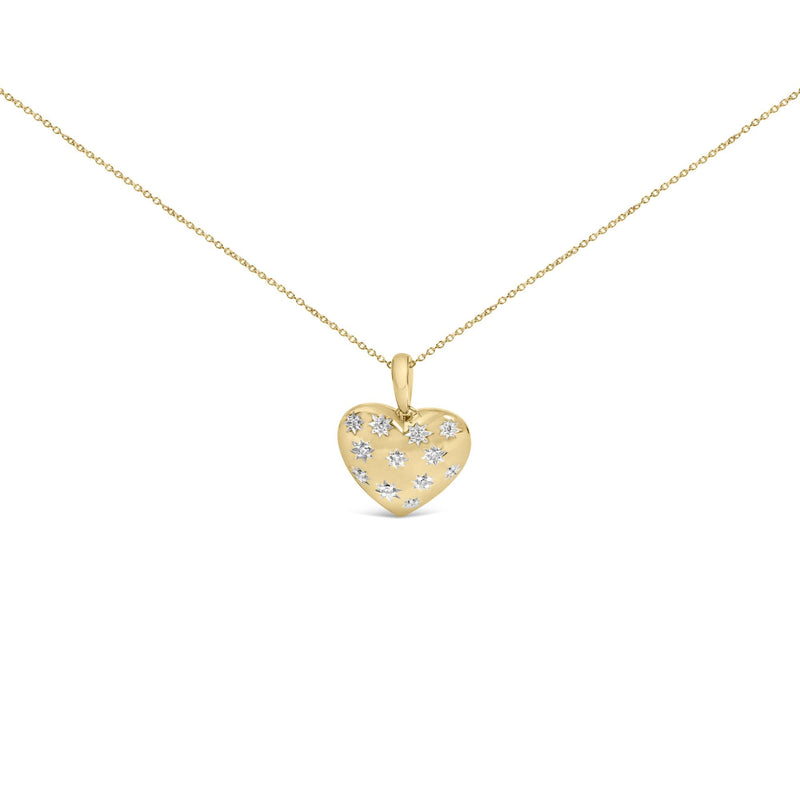 Gold Vermeil 1/10 Cttw Diamond Bold Heart Pendant Necklace Gold Vermeil 1/10 Cttw Diamond Bold Heart Pendant Necklace-0