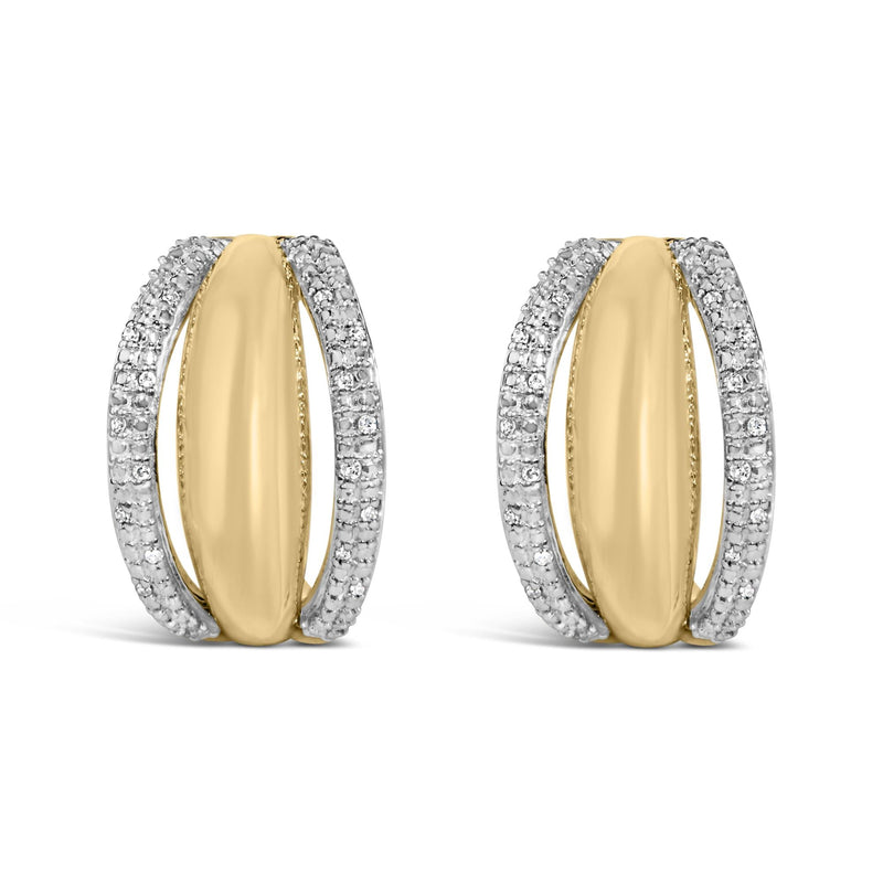 Gold Vermeil 1/10 Cttw Diamond Bold Half Hoop Earring Gold Vermeil 1/10 Cttw Diamond Bold Half Hoop Earring-0