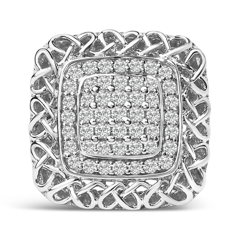 Sterling Silver 1.0 Cttw Diamond Celtic Knot Cocktail Ring 925 sterling silver Celtic knot cocktail ring with 1.0 ct diamond stones
