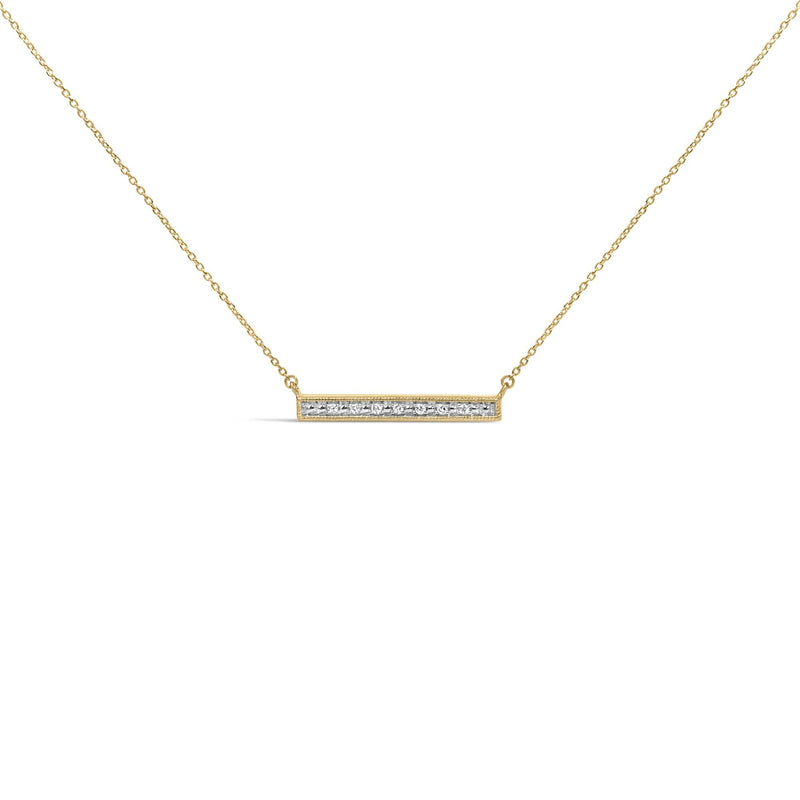 Yellow Gold Plated Diamond Accent Bar Pendant Necklace Yellow Gold Plated Diamond Accent Bar Pendant Necklace-0