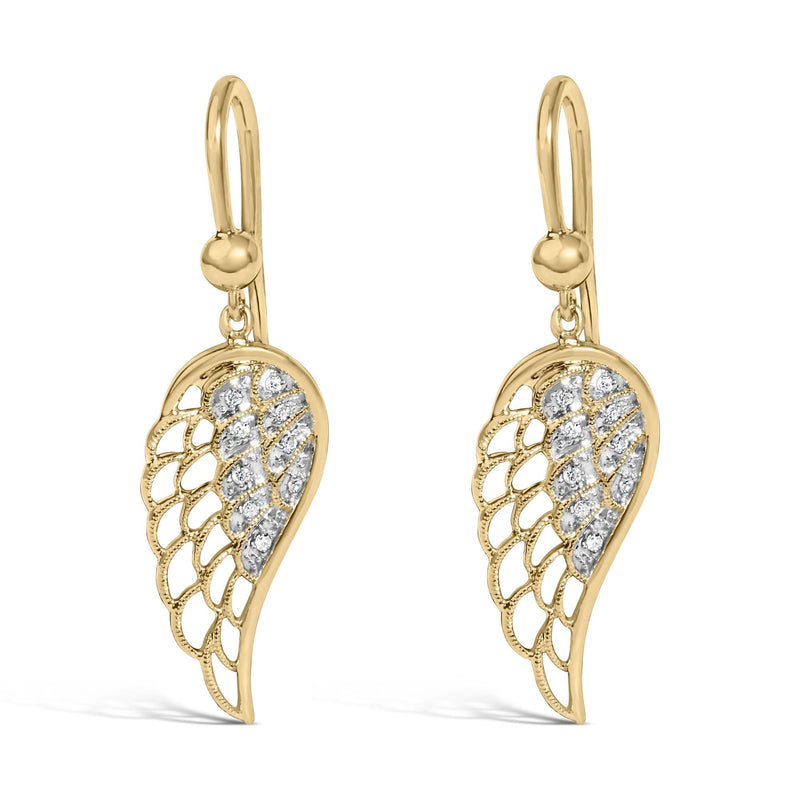 Gold Vermeil Diamond Accent Angel Wing Drop Earring Gold Vermeil Diamond Accent Angel Wing Drop Earring-0
