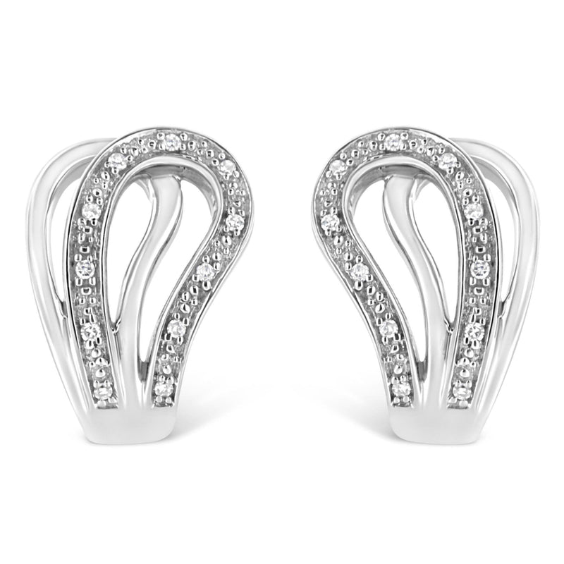 .925 Sterling Silver Pave-Set Diamond Accent Horseshoe Hoop Earring (I-J Color, I1-I2 Clarity) 925 sterling silver horseshoe hoop earring with pave-set diamond stones