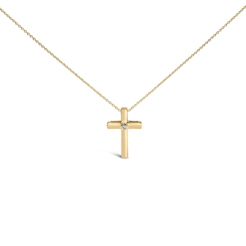 Gold Vermeil Diamond Accent Cross Pendant Necklace Gold Vermeil Diamond Accent Cross Pendant Necklace-0