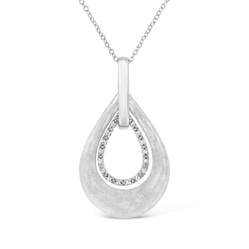 .925 Sterling Silver Prong-Set Diamond Accent Fashion Double Drop Design 18 925 sterling silver double drop necklace with prong-set diamond accent stones