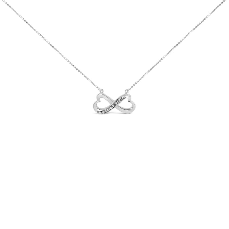Sterling Silver Diamond Accent Double Heart Infinity Pendant Necklace