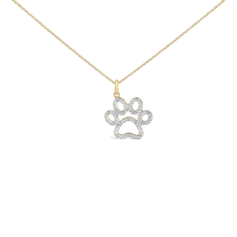 Gold Vermeil Diamond Accent Pet Paw Pendant Necklace Gold Vermeil Diamond Accent Pet Paw Pendant Necklace-0