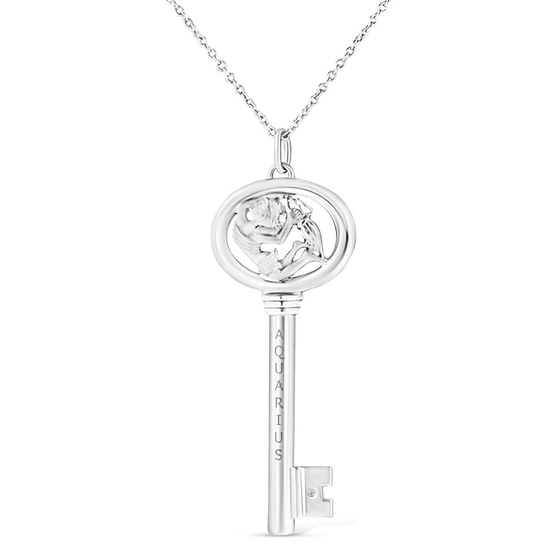 .925 Sterling Silver Diamond Accent Zodiac Key 18 .925 Sterling Silver Diamond Accent Zodiac Key 18