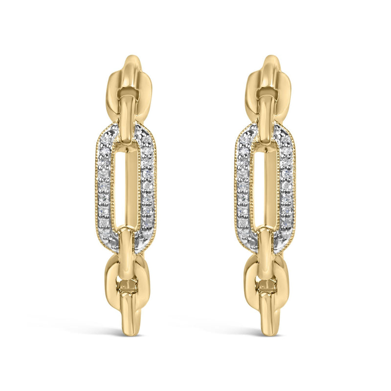 Gold Vermeil 1/10 Cttw Diamond Paperclip Hoop Earring Gold Vermeil 1/10 Cttw Diamond Paperclip Hoop Earring-0