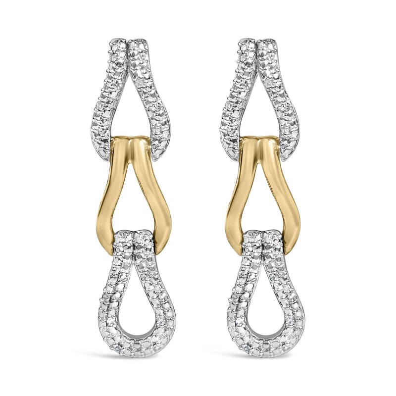 Gold Vermeil 1/10 Cttw Diamond Bold Knot Link Earring Gold Vermeil 1/10 Cttw Diamond Bold Knot Link Earring-0