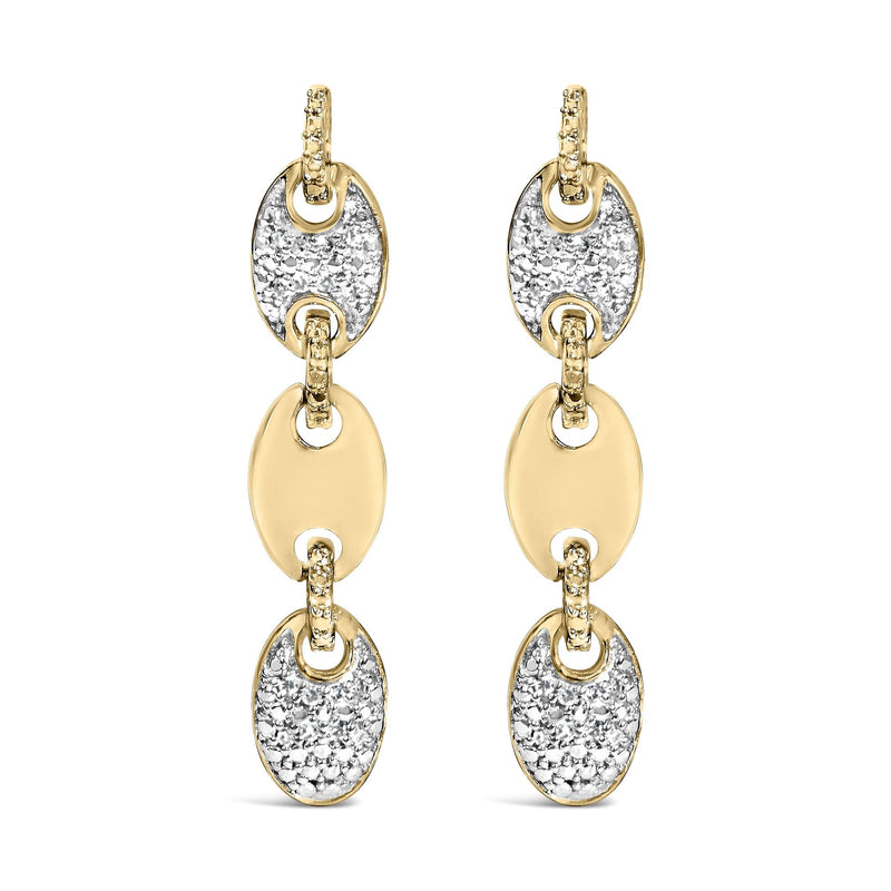 Gold Vermeil 1/10 Cttw Diamond Bold Disc Link Earring Gold Vermeil 1/10 Cttw Diamond Bold Disc Link Earring-0