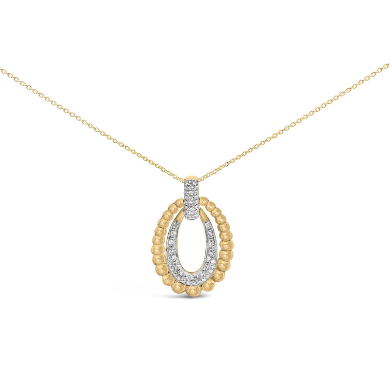 Gold Vermeil 1/10 Cttw Diamond Bold Bead Pendant Necklace Gold Vermeil 1/10 Cttw Diamond Bold Bead Pendant Necklace-0