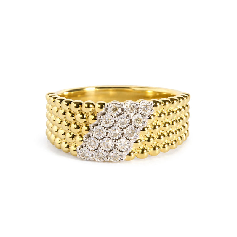 Yellow Gold Vermeil 1/10 Cttw Diamond Beaded Band Ring Yellow Gold Vermeil 1/10 Cttw Diamond Beaded Band Ring-0