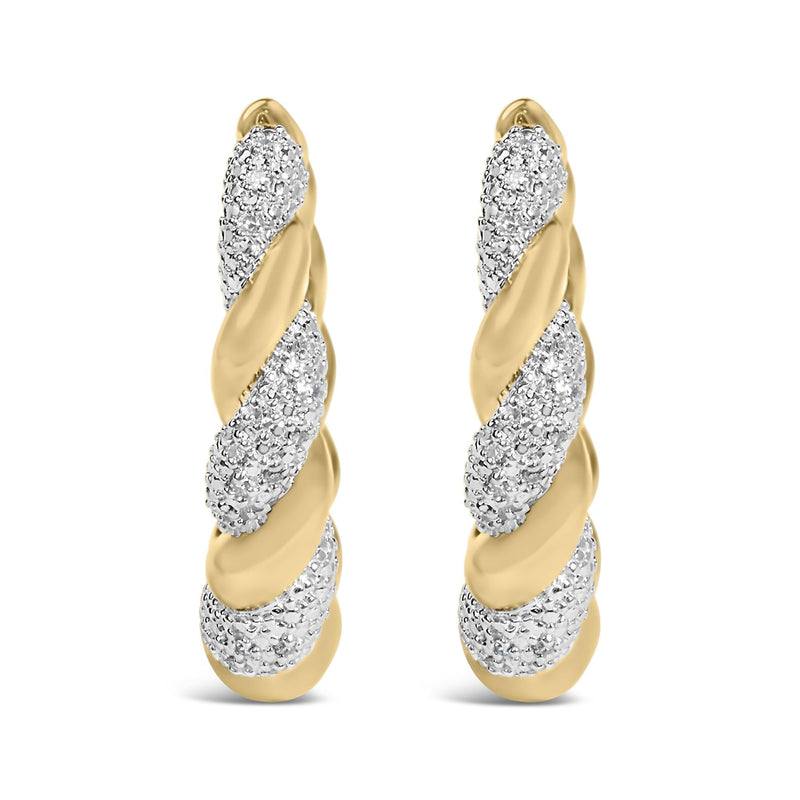 Gold Vermeil 1/10 Cttw Diamond Bold Rope Hoop Earring Gold Vermeil 1/10 Cttw Diamond Bold Rope Hoop Earring-0