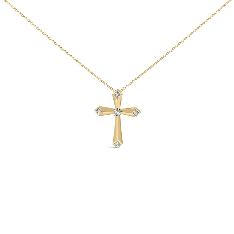 Gold Vermeil Diamond Accent Cross Pendant Necklace Gold Vermeil Diamond Accent Cross Pendant Necklace-0