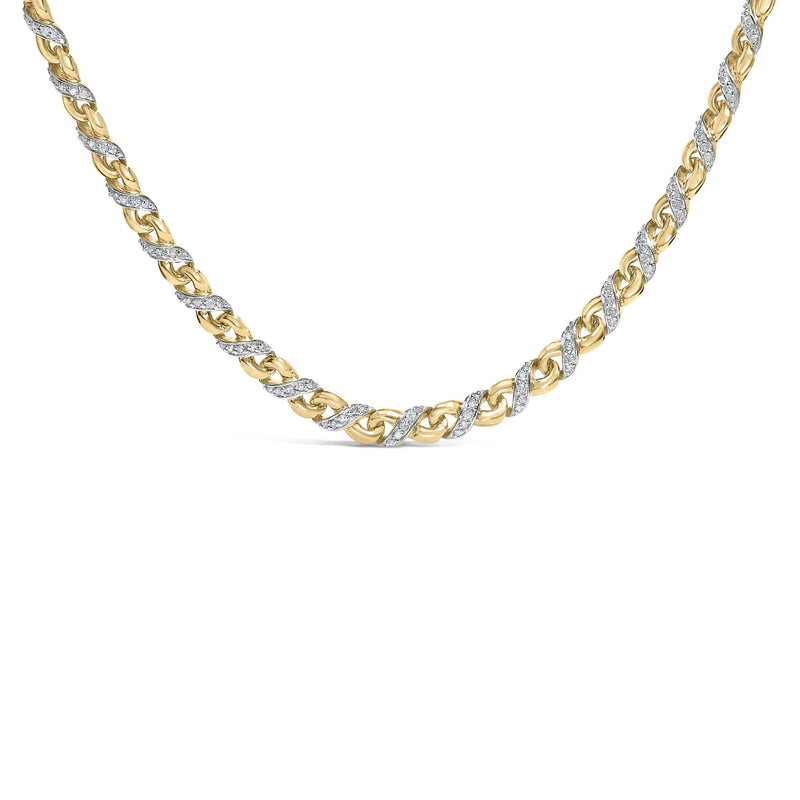 10K Yellow Gold 1 cttw Diamond Riviera Statement Pendant Necklace (J-K, I2-I3) 10K yellow gold riviera pendant necklace with 1 ct diamond line
