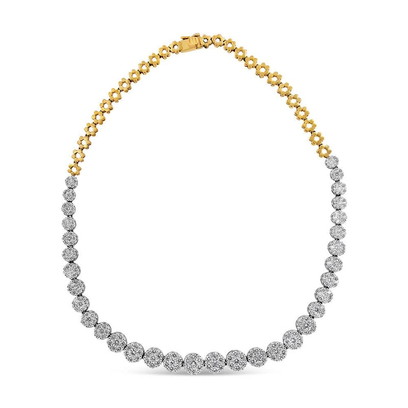 IGI Certified 14K Yellow Gold 14 3/4 cttw Pave Set Round-Cut Diamond Riviera Necklace (F-G Color, S2-I1 Clarity) 14K yellow gold riviera necklace with round pave diamond stones