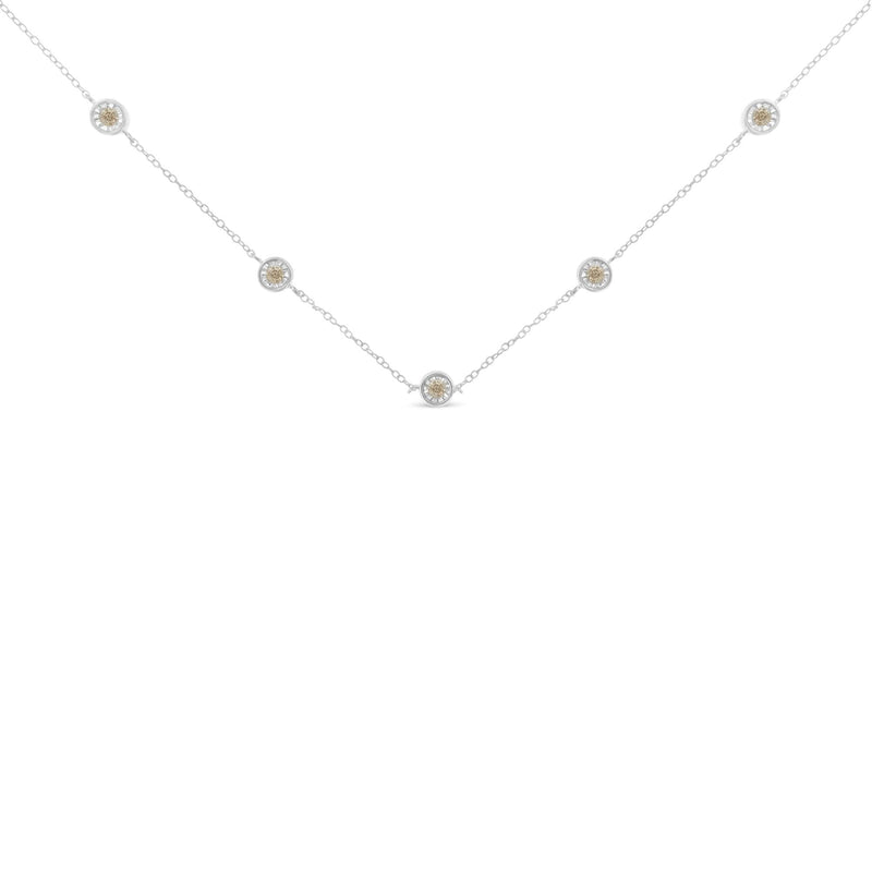 Sterling Silver Diamond Station Necklace (1/2 cttw, I-J Color, I1-I2 Clarity) 925 sterling silver station necklace with round diamond stones