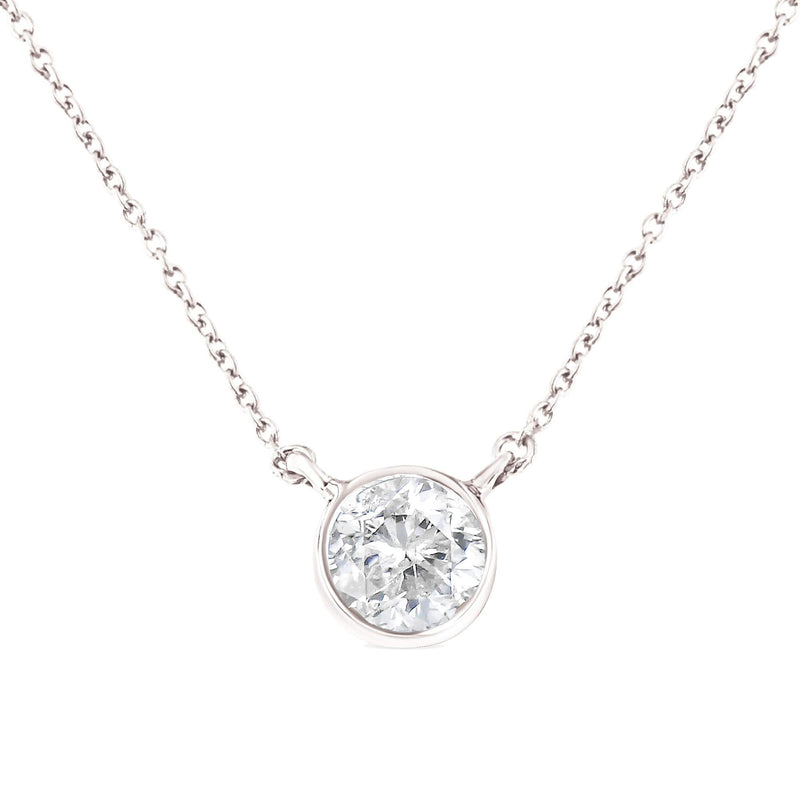 .925 Sterling Silver 1/2 Cttw Diamond Bezel 18 925 sterling silver necklace with bezel-set diamond pendant on 18-inch chain