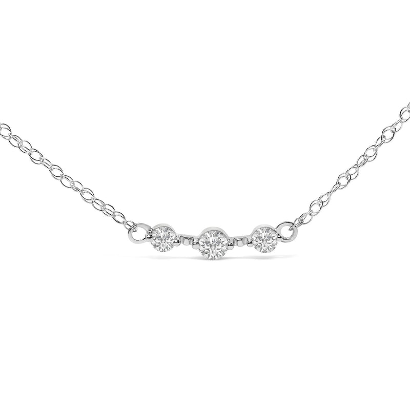 Sterling Silver 1/5 Cttw Lab Grown Diamond 3 Stone Station Necklace Sterling Silver 1/5 Cttw Lab Grown Diamond 3 Stone Station Necklace-0