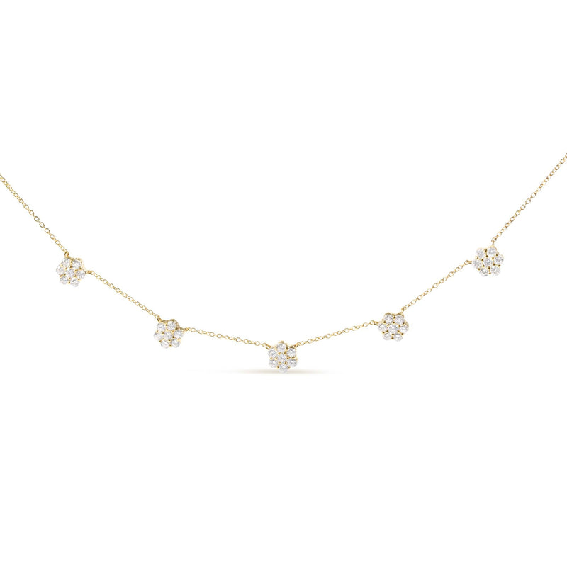 14K Yellow Gold 2.00 Cttw Diamond Cluster 18 14K Yellow Gold 2.00 Cttw Diamond Cluster 18