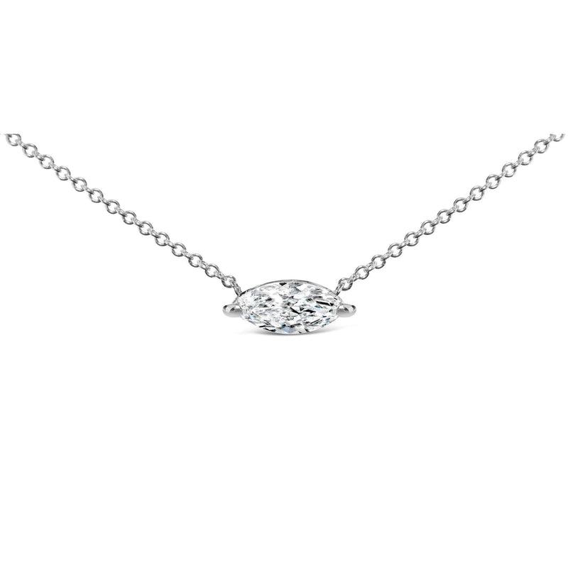 14K White Gold 1/2 Cttw Marquise Lab-Grown Diamond East West Solitaire 18 14K White Gold 1/2 Cttw Marquise Lab-Grown Diamond East West Solitaire 18