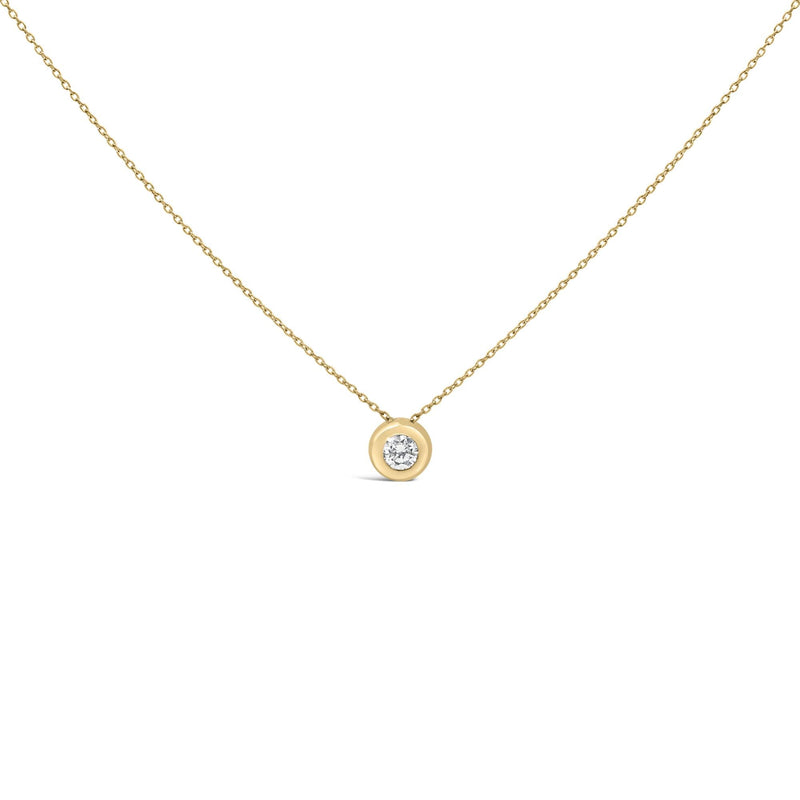 14K Yellow Gold 1/3 Cttw Diamond Bezel Set Bubble Pendant Necklace
