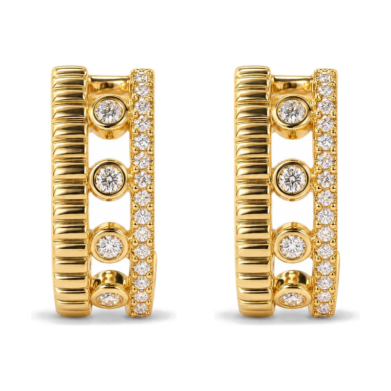 10K Yellow Gold 1/5 Cttw Diamond 3 Row Huggie Hoop Earring 10K Yellow Gold 1/5 Cttw Diamond 3 Row Huggie Hoop Earring-0