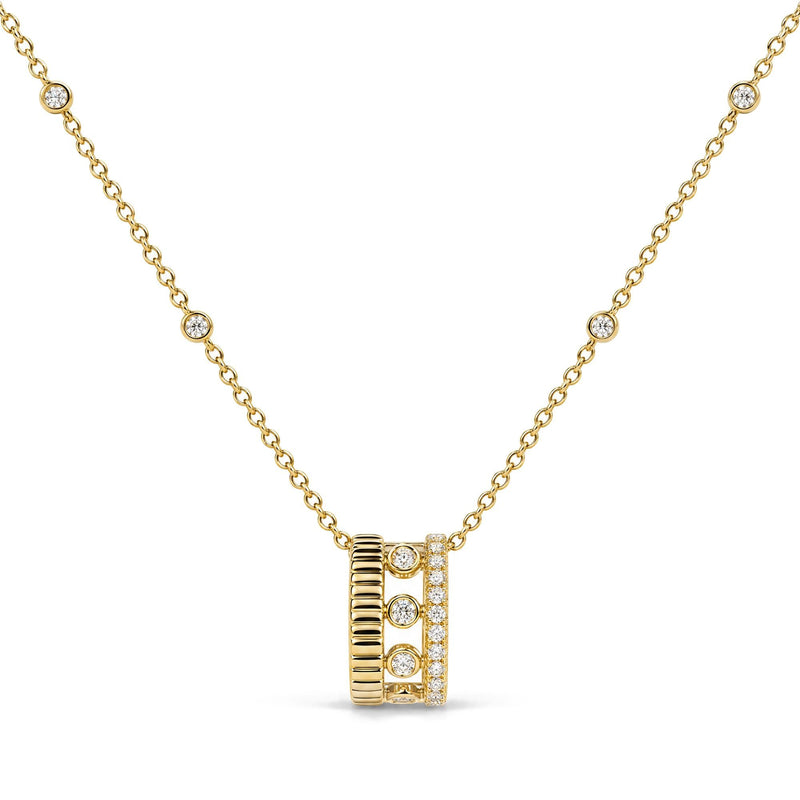 10K Yellow Gold 1/5 Cttw Diamond 3 Row Circle Pendant Necklace 10K Yellow Gold 1/5 Cttw Diamond 3 Row Circle Pendant Necklace-0