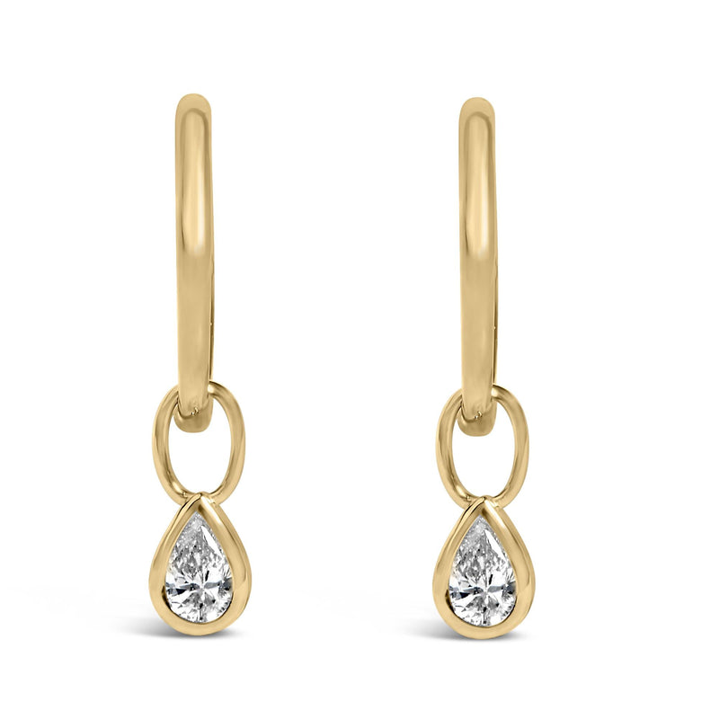 14K Yellow Gold 1/3 Cttw Pear Shape Diamond Bezel Set Dangle Huggie Earrings