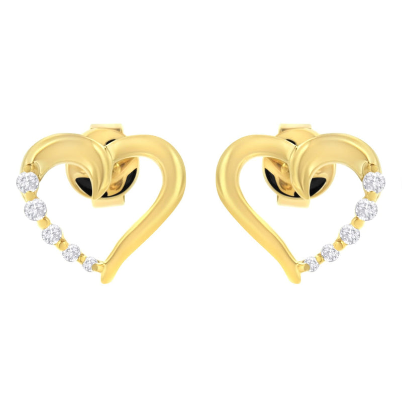 14KT Yellow Gold 1/8 cttw Diamond Journey Heart Earrings (K-L, I1-I2) 14K yellow gold earrings with heart diamond stones in a cluster design