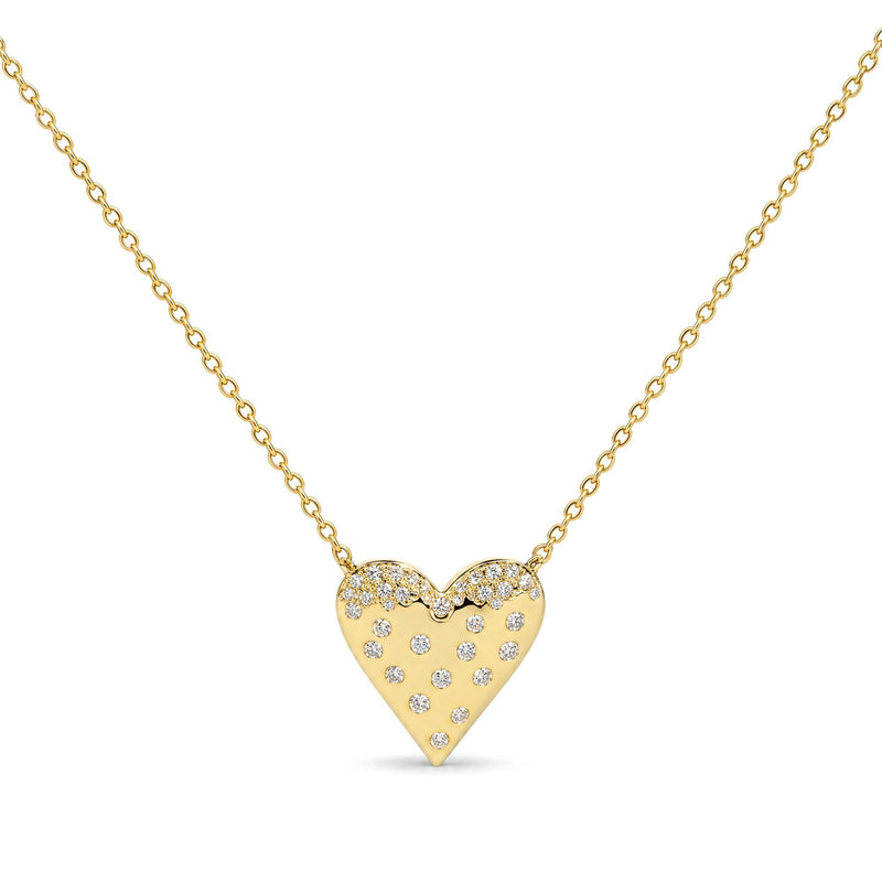 10K Yellow Gold 1/5 Cttw Diamond Heart Mosaic Pendant Necklace