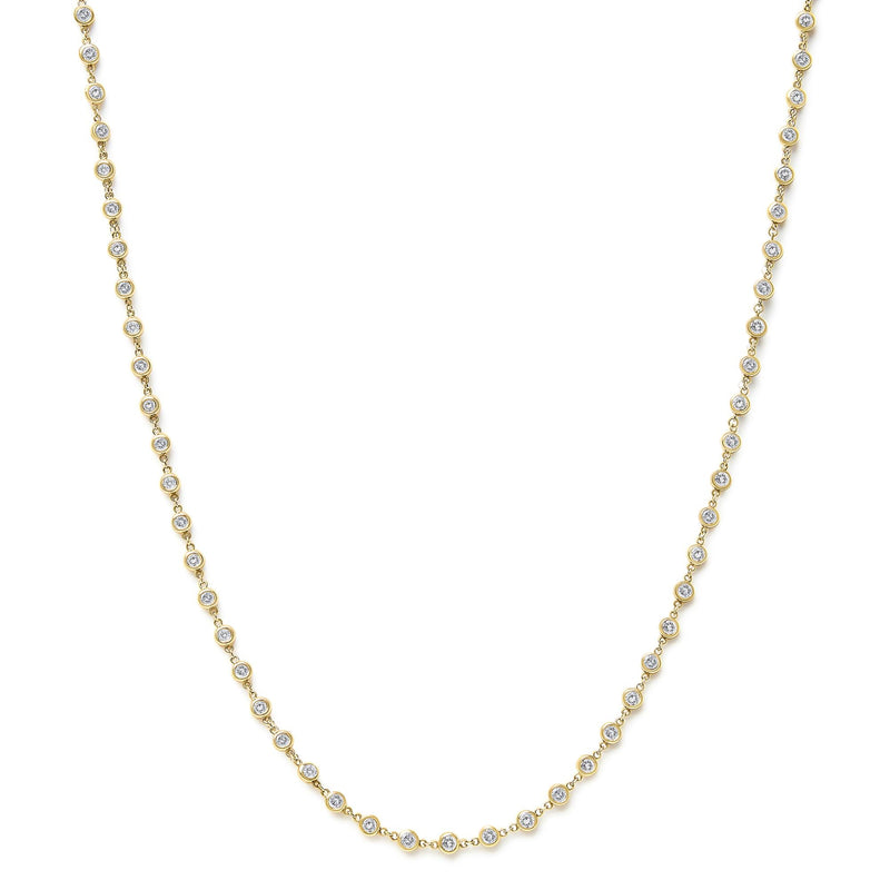 14K Yellow Gold 5.00 Cttw Round Diamond Bezel Set Station Necklace