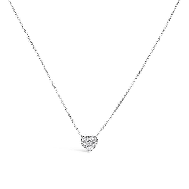 14K White Gold 1/4 Cttw Diamond Composite Heart Pendant Necklace - 18 14K white gold necklace with heart-shaped diamond composite pendant