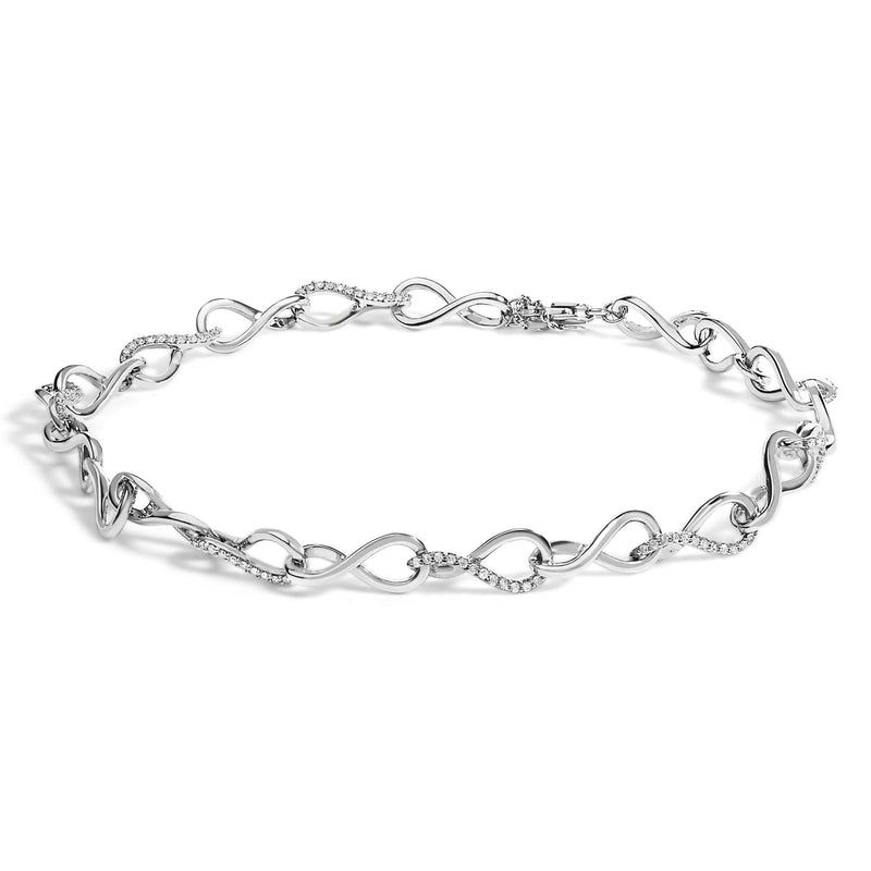 .925 Sterling Silver 1/2 Cttw Linked Infinity Anklet .925 Sterling Silver 1/2 Cttw Linked Infinity Anklet-0