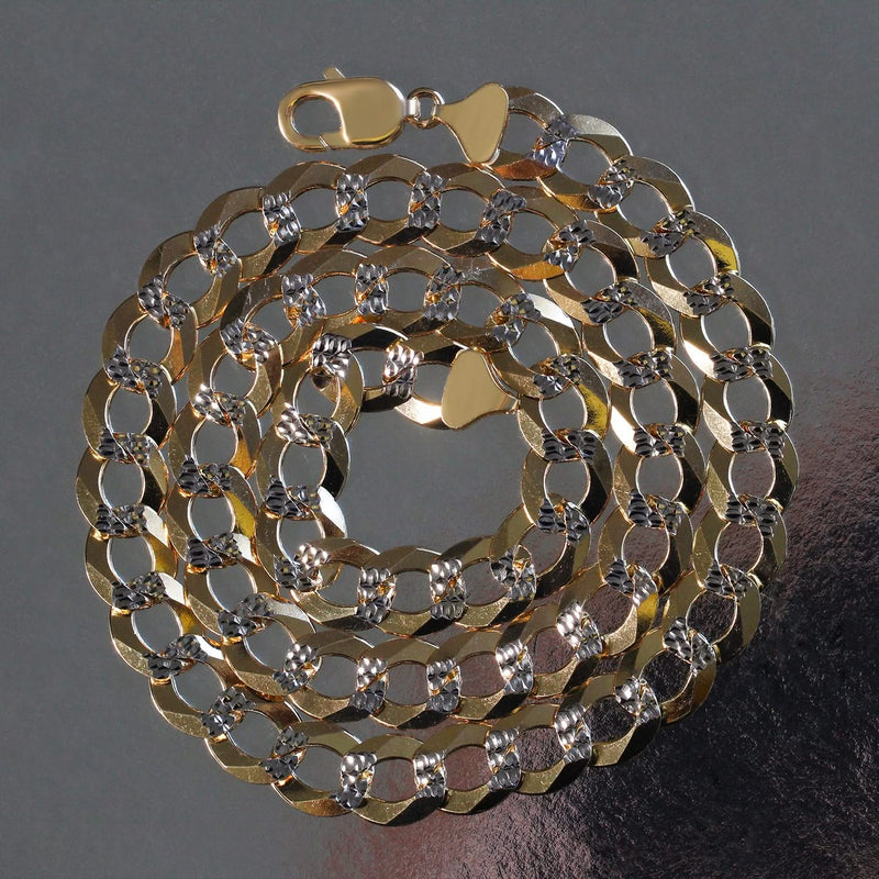 12.18 mm 14k Two Tone Gold Pave Curb Chain Product Image