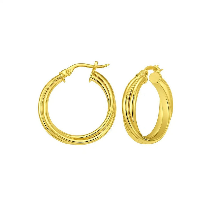 14K Yellow Gold Interlocking Medium Trinity Hoop Earrings 14K yellow gold interlocking medium trinity hoop earrings in polished gold