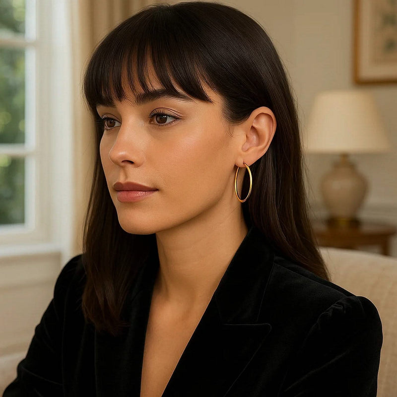 14k Yellow Gold Polished Hoop Earrings (2x25 mm) Product Image