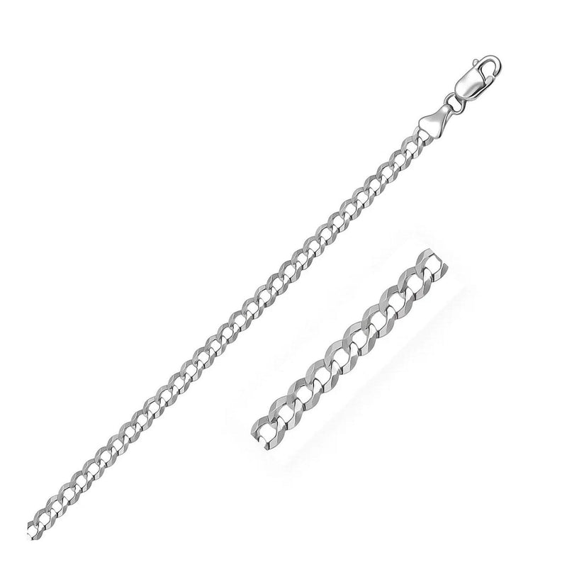 3.6mm 14k White Gold Solid Curb Bracelet Product Image