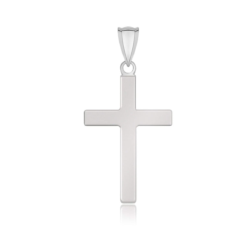14k White Gold Flat Design Cross Pendant Product Image