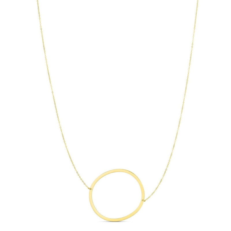 14K Yellow Gold Yours Truly Large Initial O Necklace 14K yellow gold initial O letter pendant necklace