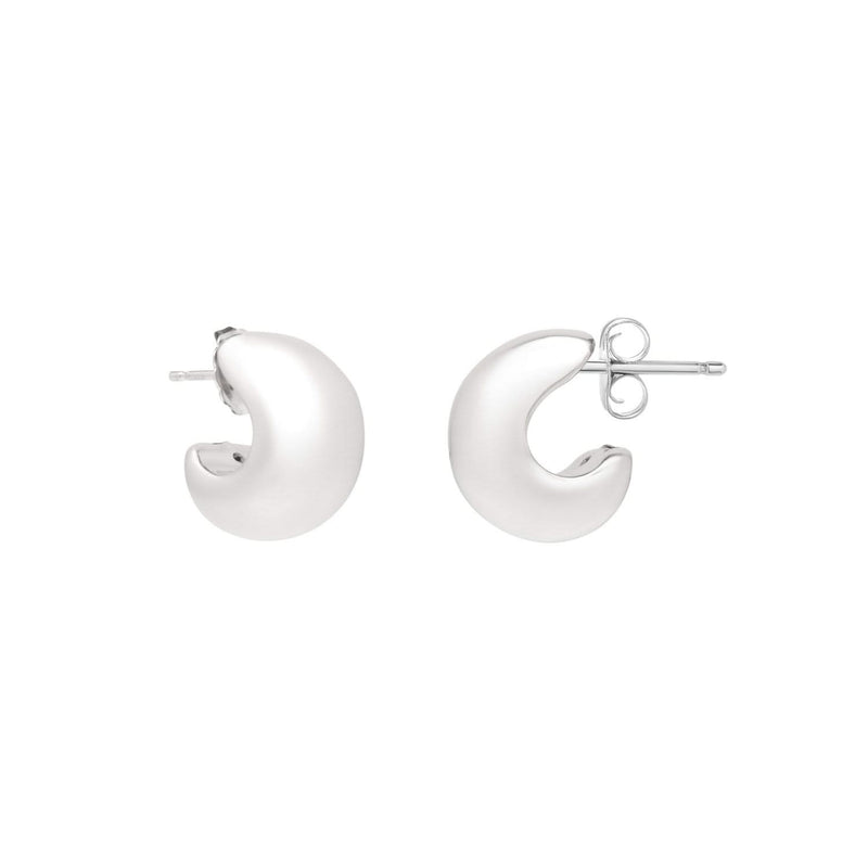 Sterling Silver C Hoop Earrings Sterling silver 925 C-shaped open hoop earrings with polished finish