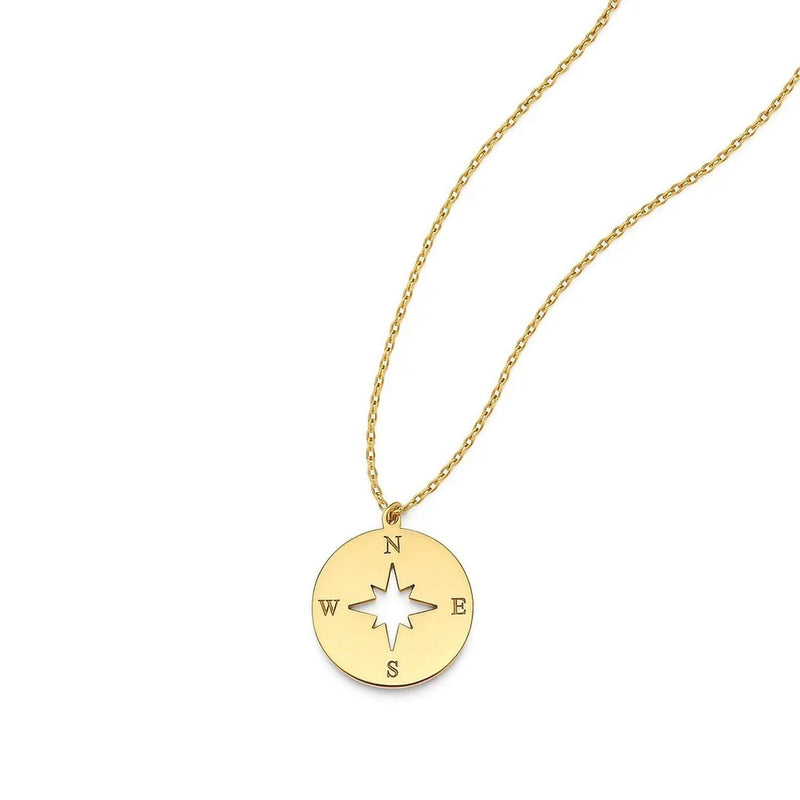 14K Yellow Gold Necklace with Compass 14K yellow gold compass pendant necklace with detailed dial face