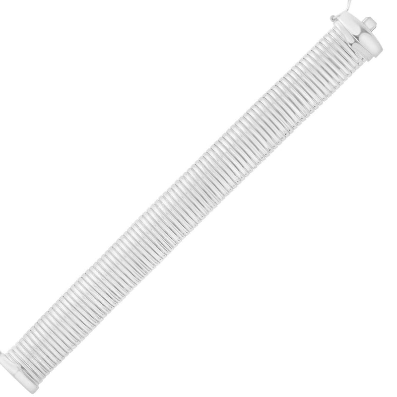 Sterling Silver Rhodium Plated Thick Tubogas Bracelet (16.00 mm) 925 rhodium plated sterling silver tubogas bracelet in 16.00 mm width