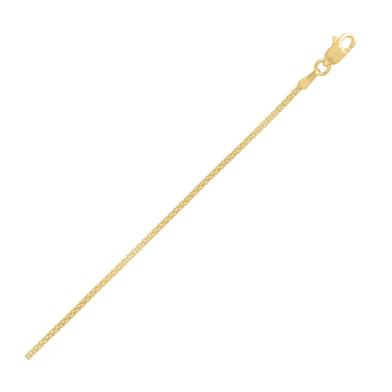 Popcorn Chain in 14k Yellow Gold (1.30 mm) 14K yellow gold popcorn chain in a fine 1.30 mm beaded rope pattern