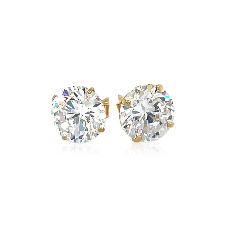 14k Yellow Gold 8.0mm Round CZ Stud Earrings Product Image