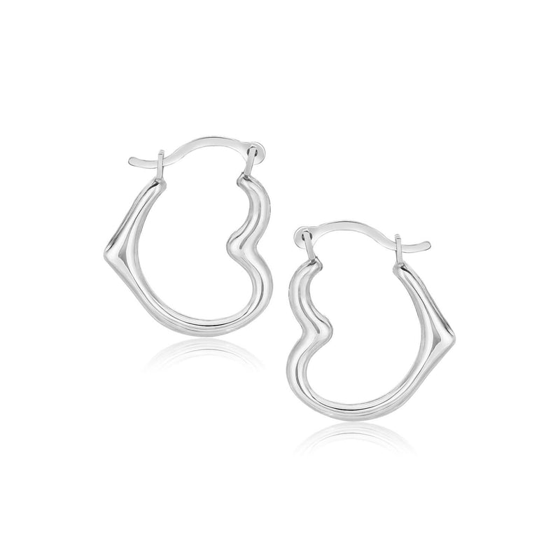 10k White Gold Heart Hoop Earrings Product Image